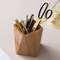 Bamboo Wood Pen Holder Stand for Desk Geometric Pencil Cup Pot Cute Desktop Office Supplies, Makeup Brushes Organizer (Bamboo)